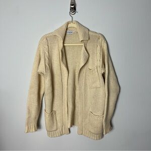 Vintage Wool Mohair Knit Cardigan Sweater Fisherman Cable Knit Cozy M  *B